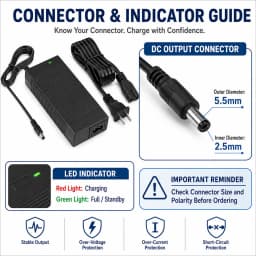 42V 2A   Charger for 36V Jetson Hiboy S2 Pro, Jetson Bolt Pro, Gotrax Sisigad, 13S 36 Volt Battery Pack