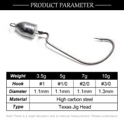 Spinpoler Bass Swing Jig Head Crappie Lure Ned Texas Rigs Fishing Gear 3.5g/5g/7g/10g Bullet Offset Weedless Worm Jigheads Pesca