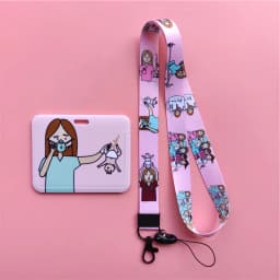 Doctor Nurse Horizonal Women's Lanyards ID Card Holder Badge Holders Hang Rope Lanyard Amusing Card Case Retractable Clip