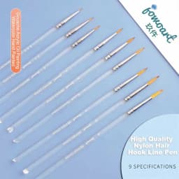 JOWOART 9 Pcs Very Fine Tip Nylon Hair Watercolor Paint Brush Transparent Acrylic Rod Hook Line Pen Stroke Pen for Beginners Art