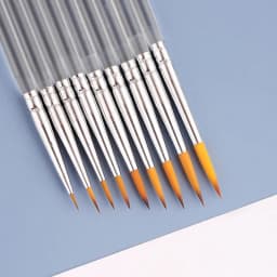 JOWOART 9 Pcs Very Fine Tip Nylon Hair Watercolor Paint Brush Transparent Acrylic Rod Hook Line Pen Stroke Pen for Beginners Art