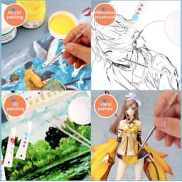 JOWOART 9 Pcs Very Fine Tip Nylon Hair Watercolor Paint Brush Transparent Acrylic Rod Hook Line Pen Stroke Pen for Beginners Art