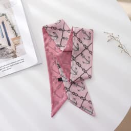 Summer French Retro Pink Tied Hair Small Floral Long Silk Scarf Headband Braided Hair Chiffon Thin Ribbon Scarf