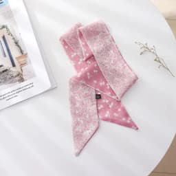 Summer French Retro Pink Tied Hair Small Floral Long Silk Scarf Headband Braided Hair Chiffon Thin Ribbon Scarf
