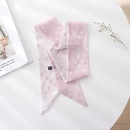Summer French Retro Pink Tied Hair Small Floral Long Silk Scarf Headband Braided Hair Chiffon Thin Ribbon Scarf