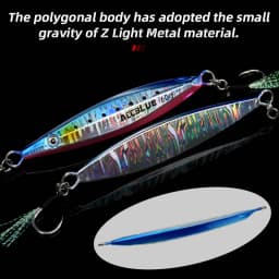 ALLBLUE SLOWER UP Z-Light Metal Jig Fishing Lure Slow Cast Jigging Spoon 20G 30G 40G 60G Artificial Shore Zinc Alloy Bait Tackle