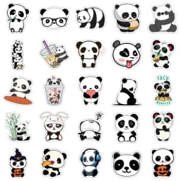 10/30/50PCS Cute Panda Cartoon Animal Stickers Luggage Skateboard Cute DIY Cool Graffiti Waterproof Funny Kid Toy  Sticker Decal