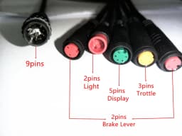 Ebike 1T4 1T5 Julet Waterproof Cable 2 3 4 5 9 Pin Extension Cable for Display Controller Brake Light Throttle Conversion Line