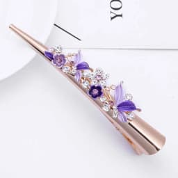 Women Gem Butterfly Steel Hair Clips Pins Hairpins Chinese Vintage Crown Wedding Classical Crystal Spring Clip Hair Accessories