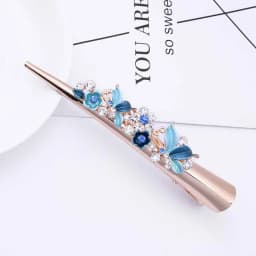 Women Gem Butterfly Steel Hair Clips Pins Hairpins Chinese Vintage Crown Wedding Classical Crystal Spring Clip Hair Accessories