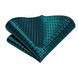 Hi-Tie Teal Blue Dot Striped Design Silk Wedding Nicktie For Men Hanky Cufflink Gift Mens Tie Set Business Party Dropshipping