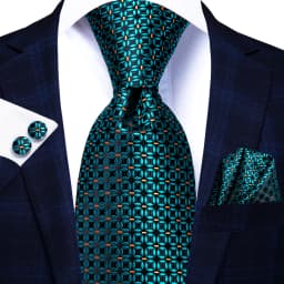 Hi-Tie Teal Blue Dot Striped Design Silk Wedding Nicktie For Men Hanky Cufflink Gift Mens Tie Set Business Party Dropshipping