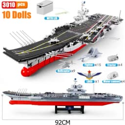 SEMBO Shandong Aircrafted Carrier Modular Building Blocks Military Navy Battleship Model Bricks WW2 Soldiers Toys For Kid Gift