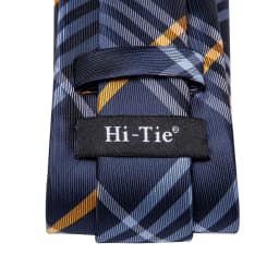 Hi-Tie Silk Wedding Tie For Men Blue White PlaidHandky Cufflink Set Fashion Designer Necktie For Men Business Party Dropship