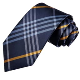 Hi-Tie Silk Wedding Tie For Men Blue White PlaidHandky Cufflink Set Fashion Designer Necktie For Men Business Party Dropship