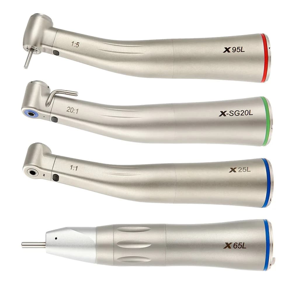 Straight Contra Angle Max X25L/X95L Dental Fiber Optic Contra Angle Low Speed Handpiece 1:1/1:5/20:1 high speed Air Turbine