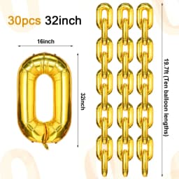 30Pcs 16inch Gold Chain Balloons Inflatable Golden Chain Foil Balloon For 80s 90s Party Decor Disco Ball Hip Hop Weddings Decors