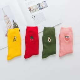 Socks Candy Color Woman's Colorful Pink Red Green Yellow Sock Womens Girls Fruit Socks Apple Banana Cherry Socks Wholesale Sox