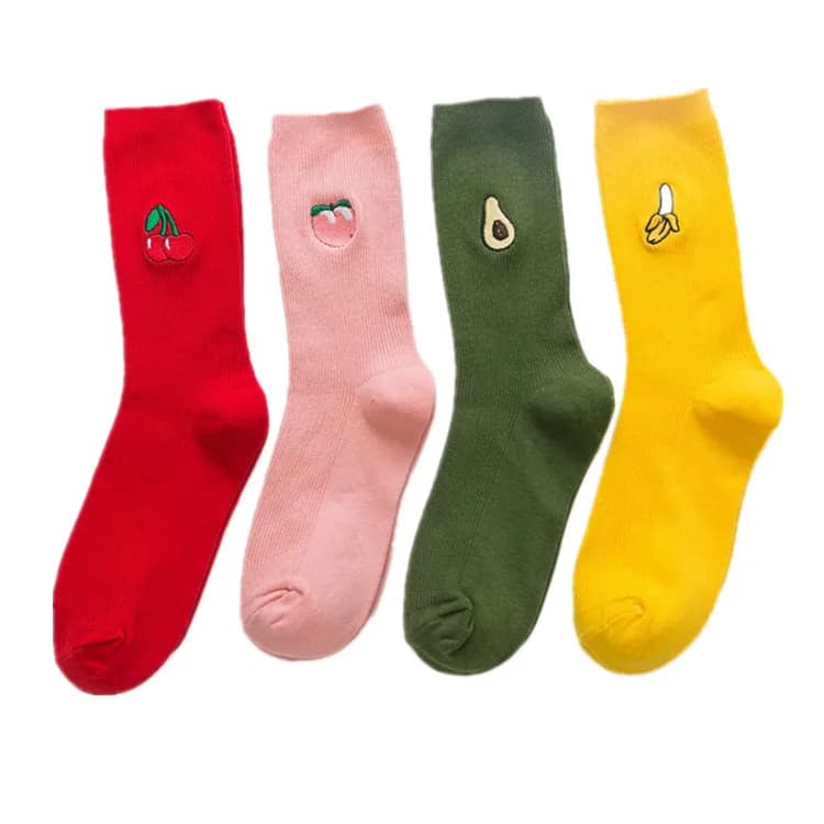 Socks Candy Color Woman's Colorful Pink Red Green Yellow Sock Womens Girls Fruit Socks Apple Banana Cherry Socks Wholesale Sox
