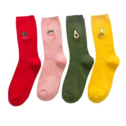Socks Candy Color Woman's Colorful Pink Red Green Yellow Sock Womens Girls Fruit Socks Apple Banana Cherry Socks Wholesale Sox
