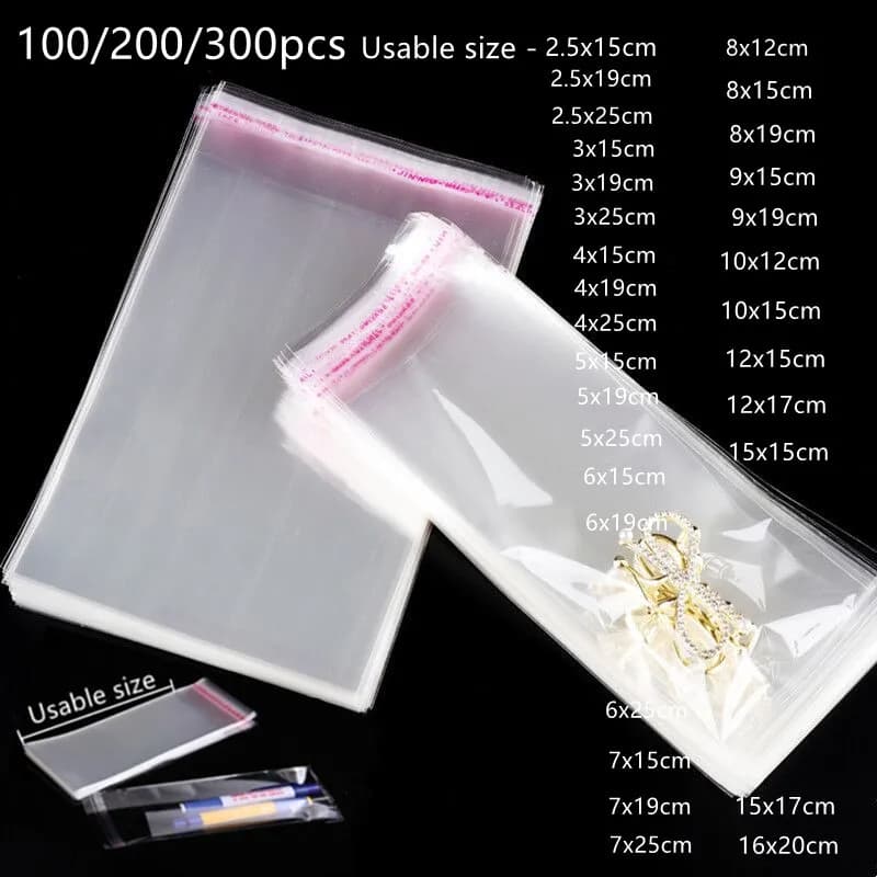 New OPP Transparent Self Sealing Plastic Bag Jewelry Gift Packaging Self Adhesive Cookies Candy Party Packaging Cellophane Bag