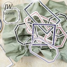 JIANWU 30 Pcs Creative Border Memo Pad Retro Tearable Message Note Paper DIY Scrapbooking Decoration Collage Material Stationery