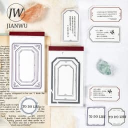 JIANWU 30 Pcs Creative Border Memo Pad Retro Tearable Message Note Paper DIY Scrapbooking Decoration Collage Material Stationery