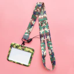 Fashion Men's Camouflage Card Case Lanyard ID Badge Holder Bus Card Cover Door Card Credit Card Holders Neck Strap