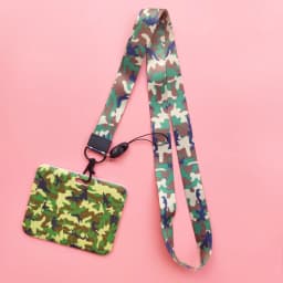 Fashion Men's Camouflage Card Case Lanyard ID Badge Holder Bus Card Cover Door Card Credit Card Holders Neck Strap