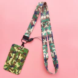 Fashion Men's Camouflage Card Case Lanyard ID Badge Holder Bus Card Cover Door Card Credit Card Holders Neck Strap