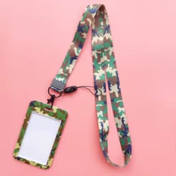Fashion Men's Camouflage Card Case Lanyard ID Badge Holder Bus Card Cover Door Card Credit Card Holders Neck Strap