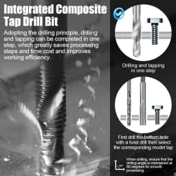 XCAN Hex Shank Metric Tap Compound Tap and Drill Spiral Flute HSS Thread Screw Tap Threading Tool M3 M4 M5 M6 M8 M10 M12