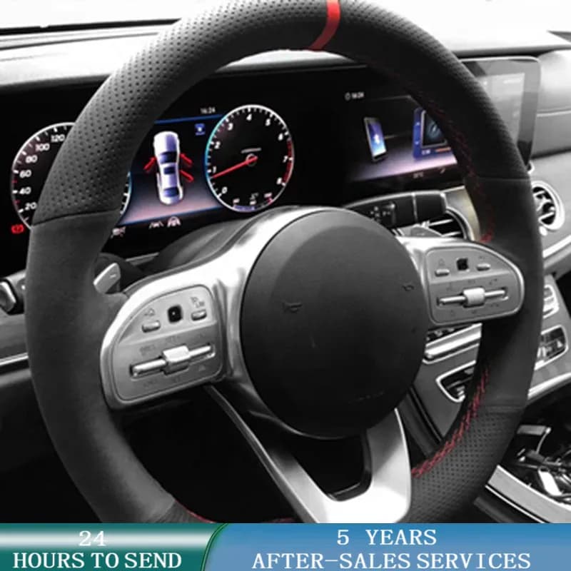 Non-Slip Suede Leather Braid Car Steering Wheel Cover For Mercedes-Benz S-Class W222 GLC A-Class W177 C-Class W205 E-Class W213