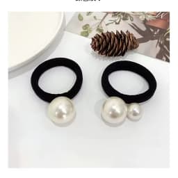 2PC Korean Cute Pearl Elastic Hair Bands Rubberband for Women Girls Hair Ties Rings Rope for Hair Accessories Ponytail Holder