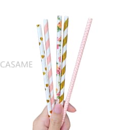 Paper Straws Garden Flower Foil Gold Disposable Drinking for Birthday Wedding Deco Christmas Party Restaurant Event Supplies