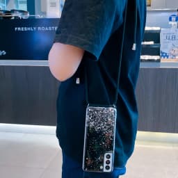 Glitter Necklace Case For Samsung Galaxy S25 S23 S21 S20 FE S24 Plus S26 Ultra A56 A36 A17 Crossbody Lanyard Strap Phone Cover