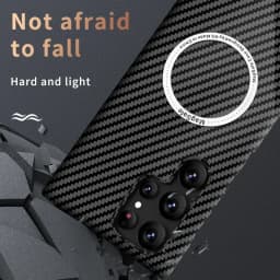 Carbon Fiber Texture Pattern Magnetic Ultra Slim Case For Samsung Galaxy S25 Ultra S24 Plus Matte MagSafe Ring Armor Cover Coque