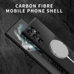 Carbon Fiber Texture Pattern Magnetic Ultra Slim Case For Samsung Galaxy S25 Ultra S24 Plus Matte MagSafe Ring Armor Cover Coque