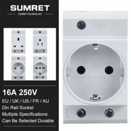 EU Din Rail Mount AC Power Modular Socket 16A 2/3/4 Pin 25A US UK Italy France 35mm 250V AC30 Connector
