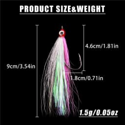 10/20/30PCS Bucktail Teasers fishing hook 3D eyes Flash line fly tying for Flounder jig hook hi/lo rig for Salmon fishing tackle