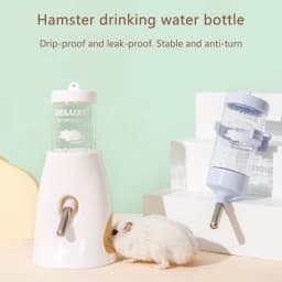 Small Animal Plastic Water Bottle with Stand Holder 2.7 oz No Drip Waterer for Hamster Guinea Pig Rabbit for Glass Tank