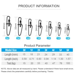 20pcs Black Fishing Snap Swivels Double Insurance Inside Lock Snap Stainless Steel Fishing Swivel Hook Lure Fishing Connector