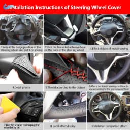 Braid Steering Wheel Cover For BMW 5 6 7 Series F10 F07 F06 F12 F13 F01 F02 Black - red blue line Perforated Microfiber Leather