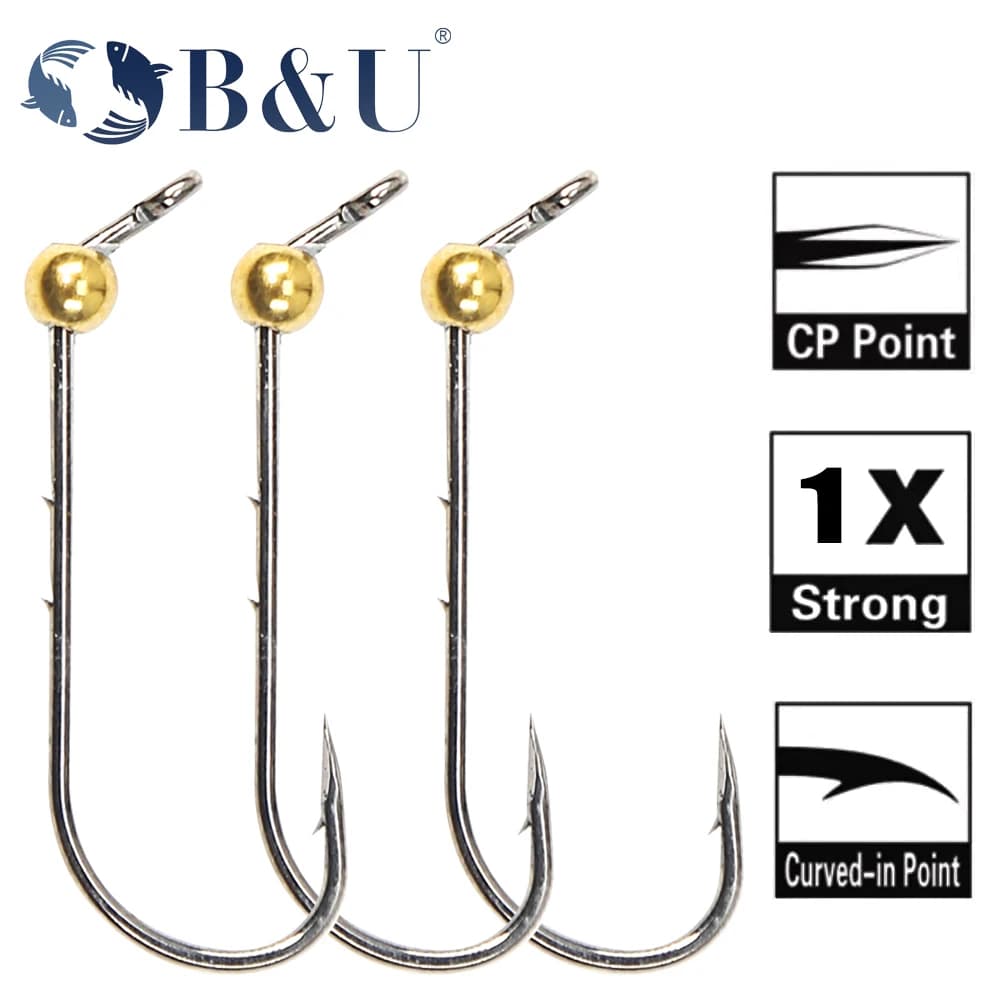 B&U 10pcs Mini Micro Jig Head Hook Rockfish Exposed Head Hook Barbed Hook Trout Soft Worm Lure Jig Fishing Hook Fishing Tackle