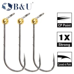 B&U 10pcs Mini Micro Jig Head Hook Rockfish Exposed Head Hook Barbed Hook Trout Soft Worm Lure Jig Fishing Hook Fishing Tackle