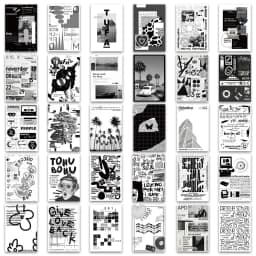 10/30/60pcs Cool Black White Art Graffiti Stickers Ins Style Poster Decals DIY Phone Skateboard Fridge Notebook Car Decoration