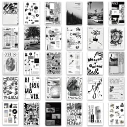 10/30/60pcs Cool Black White Art Graffiti Stickers Ins Style Poster Decals DIY Phone Skateboard Fridge Notebook Car Decoration