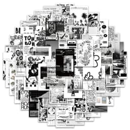 10/30/60pcs Cool Black White Art Graffiti Stickers Ins Style Poster Decals DIY Phone Skateboard Fridge Notebook Car Decoration
