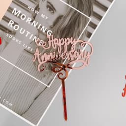New love Heart Birthday Cake Topper Red Gold Acrylic Wedding Cake Toppers Gift Decoration Valentine's Day party Baking Supplies