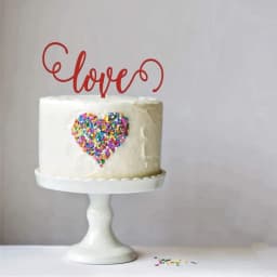 New love Heart Birthday Cake Topper Red Gold Acrylic Wedding Cake Toppers Gift Decoration Valentine's Day party Baking Supplies